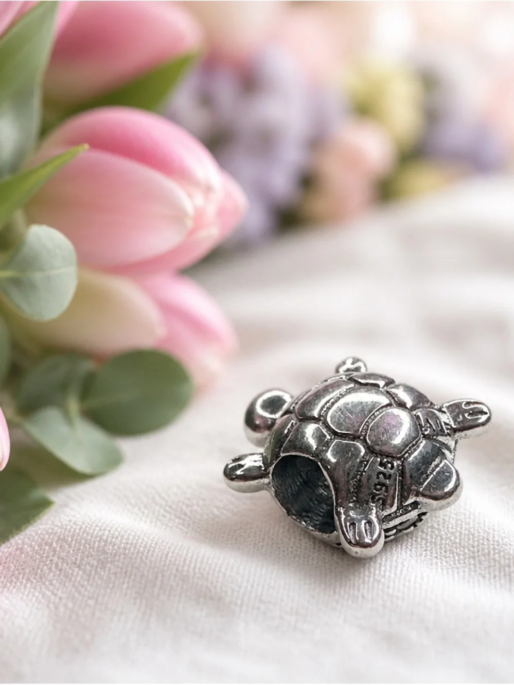 Sterling Silver Turtle Charm - Black Crystal Shell new with out tag